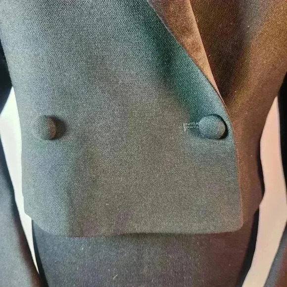 Pierre Cardin Size10 Women's Double Breasted Tuxedo Jacket 100% Wool Satin Lapel - Picture 5 of 11